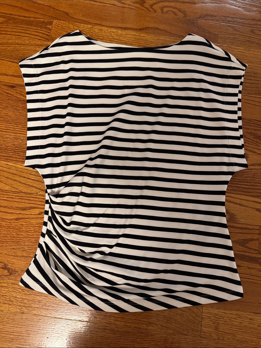H&M Women’s Black and White Striped Short Sleeve Top